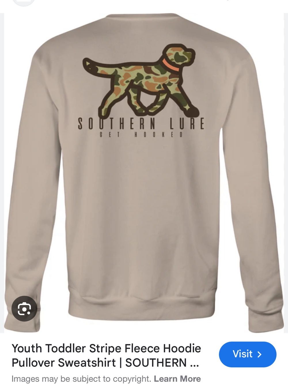 Boys Southern Lure Tan Labrador Dog Hunting Graphic Sweatshirt Size Large 12